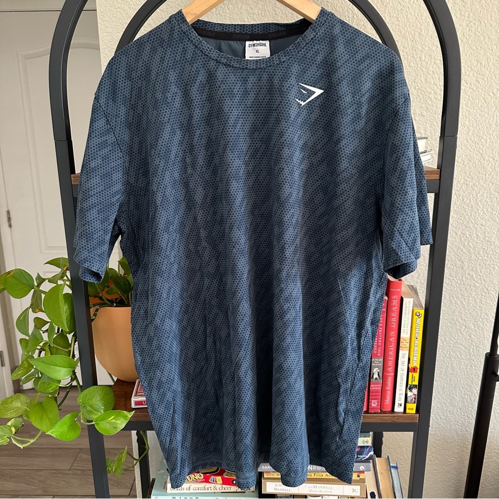 Gymshark Shirt Men’s Size XL Blue Athleisure Stretch Gym Activewear Running